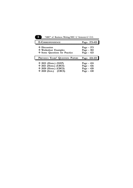 ABC OF BUSINESS WRITING (SEC) SEMESTER-1, C.U. (English Version) - Retail Maharaj