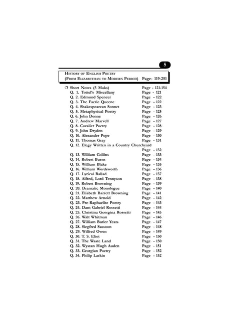 ENGLISH LITERATURE (POETRY) DSC-1/M1 (V-2), MODEL Q&A, SEM-1, C.U. (English Version) - Retail Maharaj