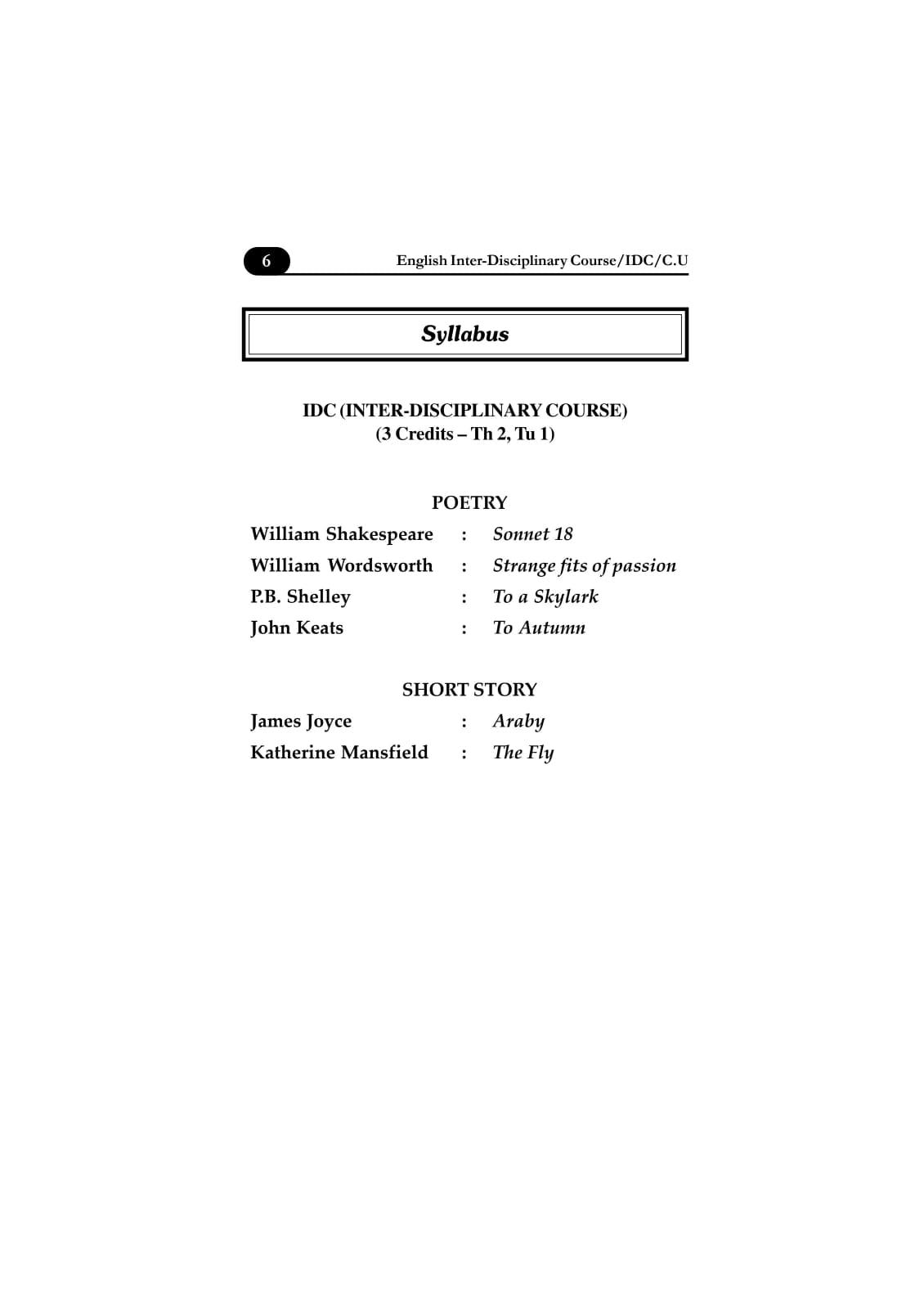 INTER-DISCIPLINARY COURSE (IDC) SEMESTER-1, C.U. (English Version)