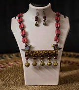 Jungle Rhythm Bamboo Chime Necklace Set – Handcrafted Tribal Art with Bell Danglers