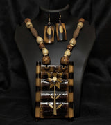 Rustic Floral Bamboo Necklace Set – Earthy Elegance | Handcrafted Eco-Friendly Tribal Jewelry