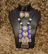 Tribal Essence Jute Cowrie Necklace Set – Magenta Edition | Handcrafted Tribal Necklace with Cowrie Shells & Oxidized Metal Pendant
