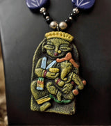 Tribal Tales Terracotta Necklace Set – Yellow & Indigo Edition