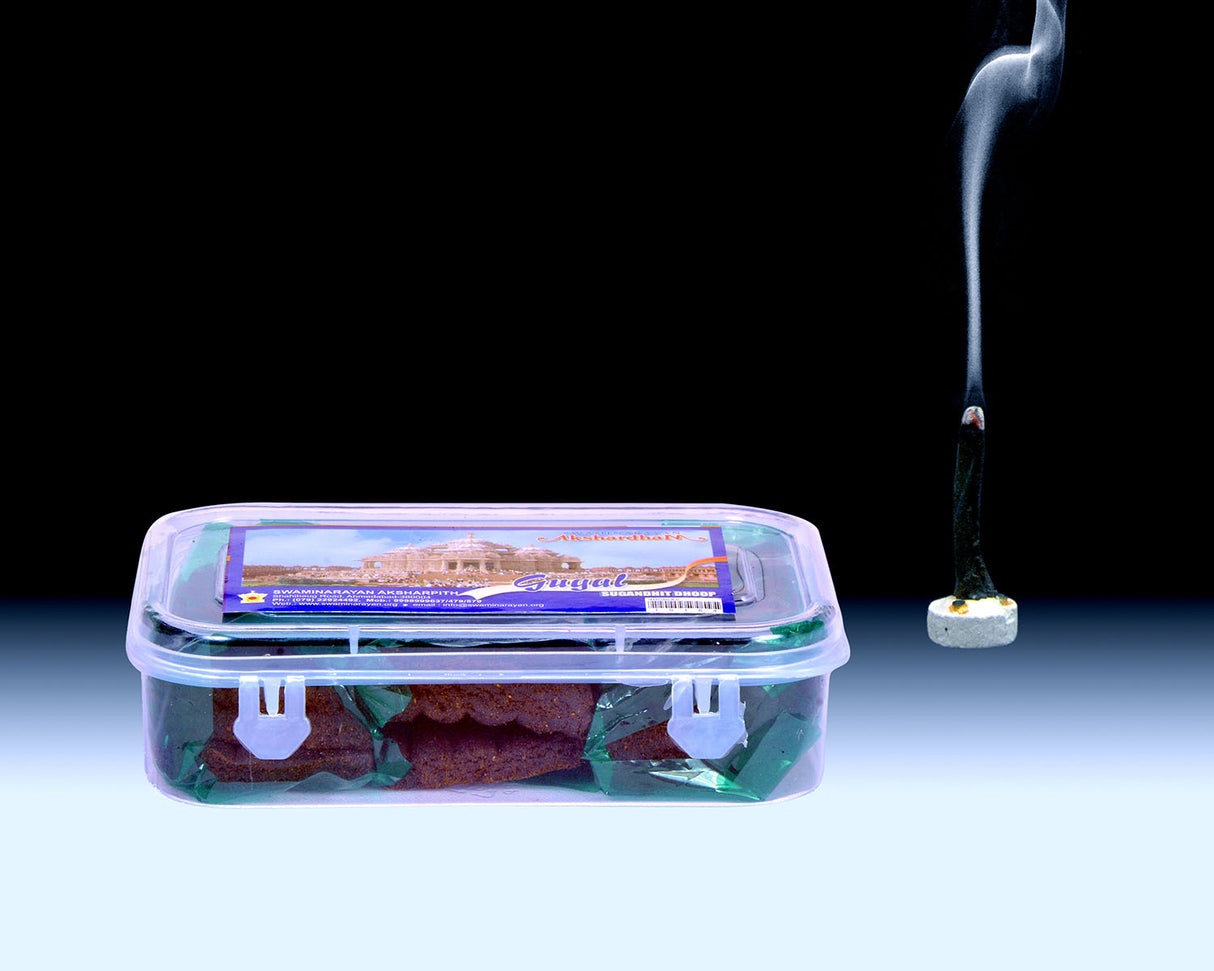 Gugal Sugandhi Gila Dhoop (40 Sticks) 2" Long | Plastic Container - Retail Maharaj