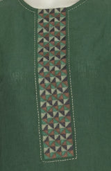 Embroidered Linen Kameez – Green - Retail Maharaj