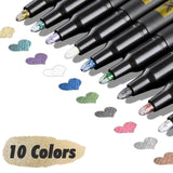Keep-Smiling Metallic Color Pen Pack of 10 Water Based Metallic Ink Pens for Art Craft Writing Multi Surface Use