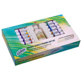 Ladoga Gift Set of Acrylic Color Artist Paint Set with 12 Colours Gloss Varnish and Brushes for Canvas Wood and Creative Art