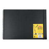 Derwent Black Book Wire Bound Hardback Sketchbook 200 GSM Black Paper