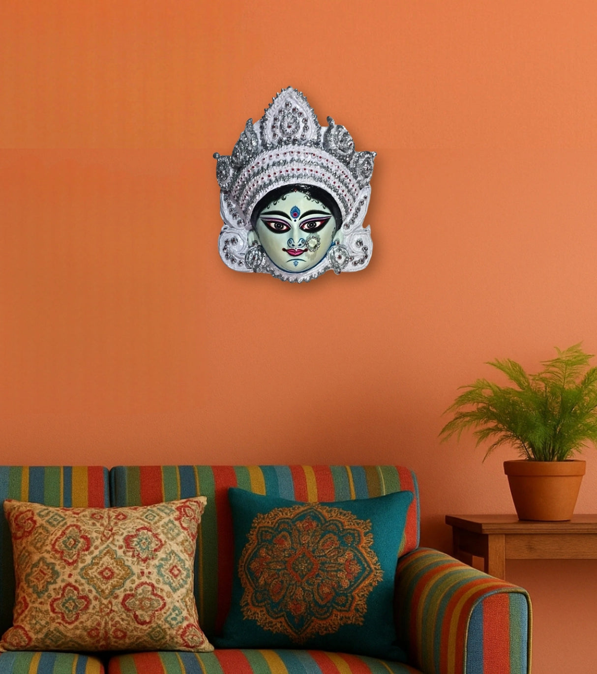 Raahr Shakti: The Serene Protector – Traditional Purulia Chau Goddess Mask - Retail Maharaj