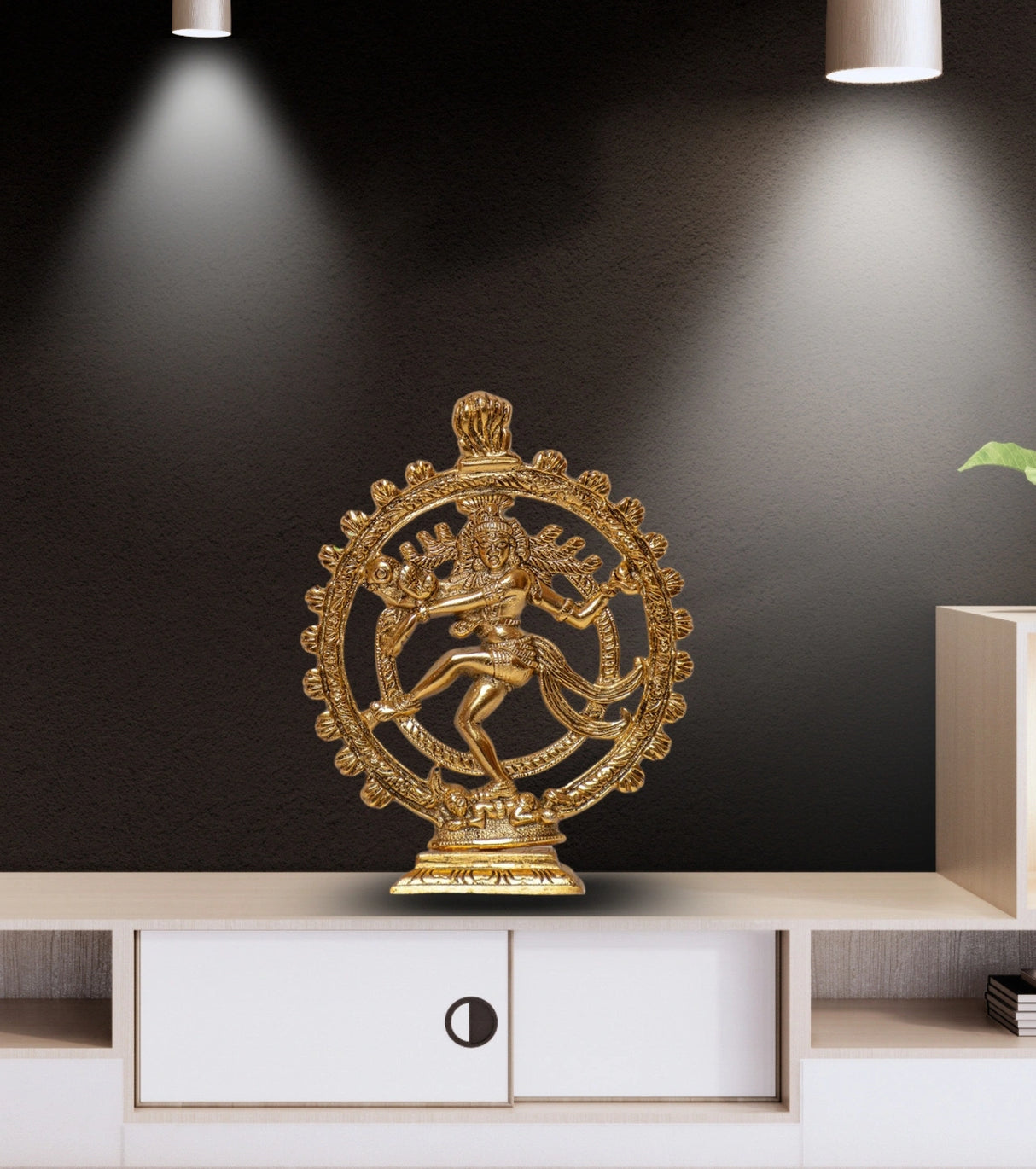 Lord Nataraja Idol in Alloy Metal – Brushed Finish with Radiant Gold for Cosmic Harmony & Spiritual Décor