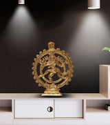 Lord Nataraja Idol in Alloy Metal – Brushed Finish with Radiant Gold for Cosmic Harmony & Spiritual Décor