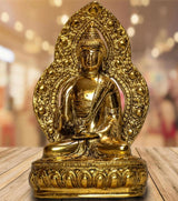 Buddha Idol in Golden Alloy Metal – Meditation Masterpiece, Dhyana Mudra Statue for Home Decor & Meditation Spaces