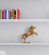 Horse Sculpture – Brushed Metal Alloy in Polished Gold Tone for Strength, Speed & Dynamic Décor