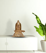 Lord Ganesha on Shivling – Antique Brass Metal Idol for Divine Unity & Spiritual Décor