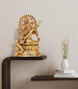 Goddess Saraswati Idol – Brushed Gold Metal Finish for Wisdom, Serenity & Spiritual Décor