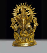 Lord Ganesha in Brass with Antique Finish – Traditional Pose Statue for Spiritual & Home Décor