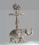 Elephant Diya in Alloy with Silver Finish – Handcrafted Diya for Spiritual & Festive Décor