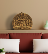 Durga Family Idol in Alloy Metal – Handcrafted Wall Hanging with Antique Gold Finish for Home & Spiritual Decor