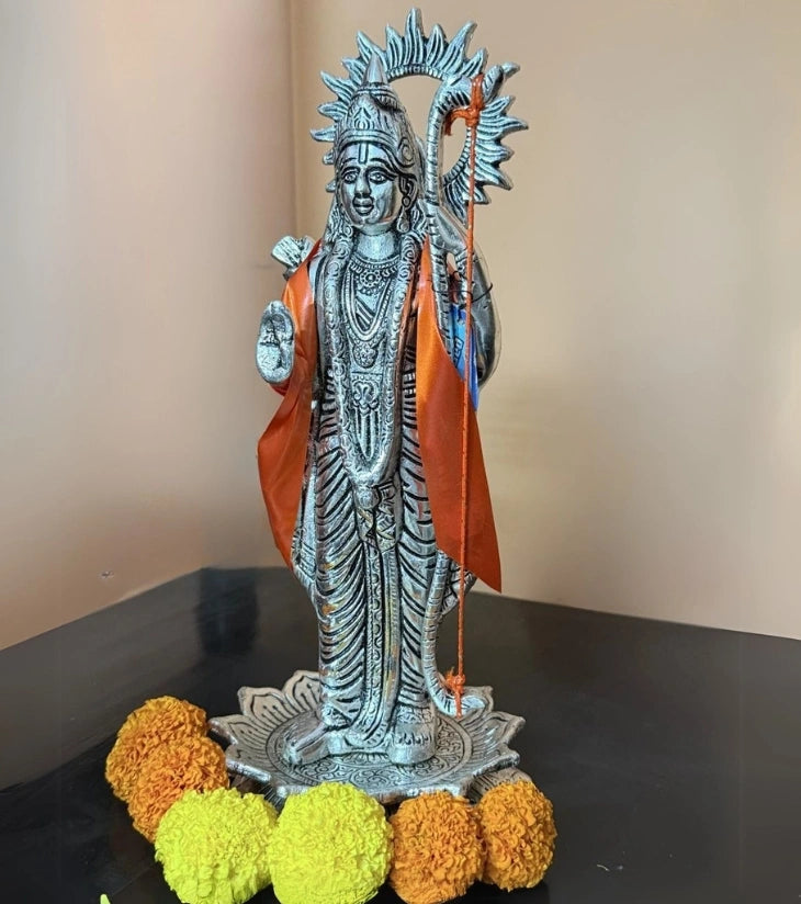 Lord Rama Idol in Alloy Metal – Handcrafted Antique Silver Finish for Spiritual Décor & Gifting
