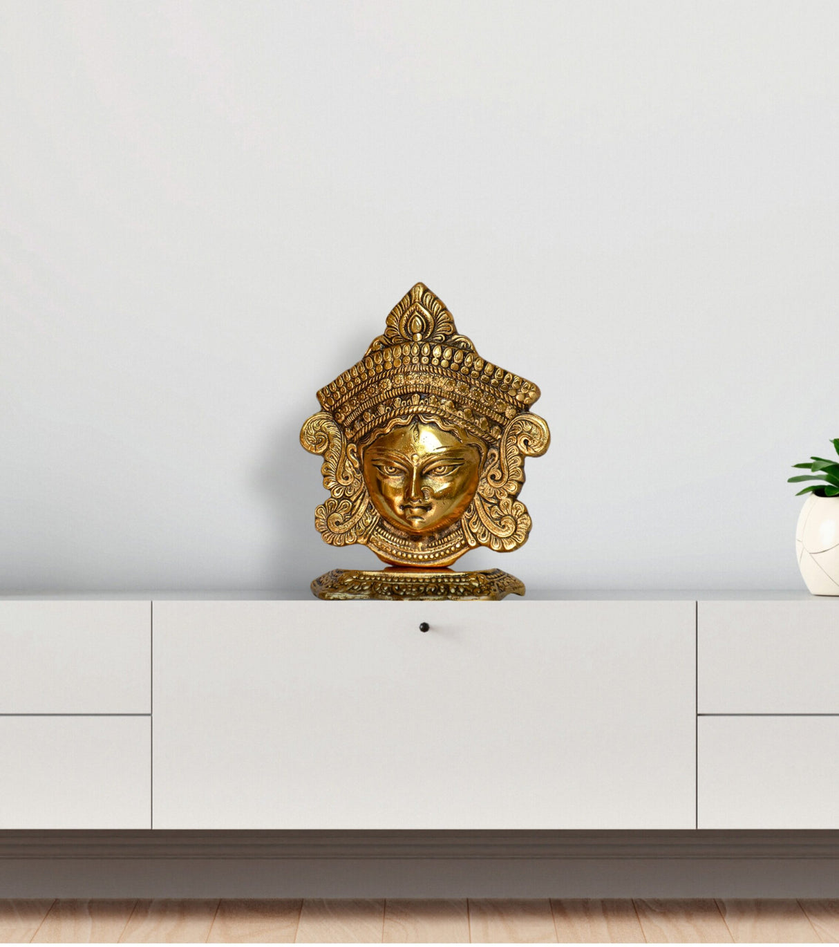Durga Face Idol in Alloy Metal – Handcrafted Wall Hanging with Antique Finish for Home & Office Decor