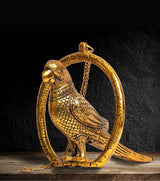 Parrot on a Perch in Brass – Handcrafted Antique Golden Finish Statue for Home Décor & Gifting