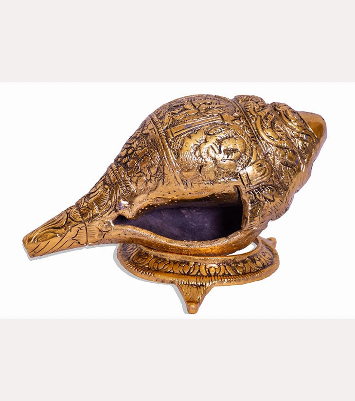 Divine Panchajanya in Alloy Metal with Antique Finish – Spiritual Conch for Pooja Rooms & Gifting