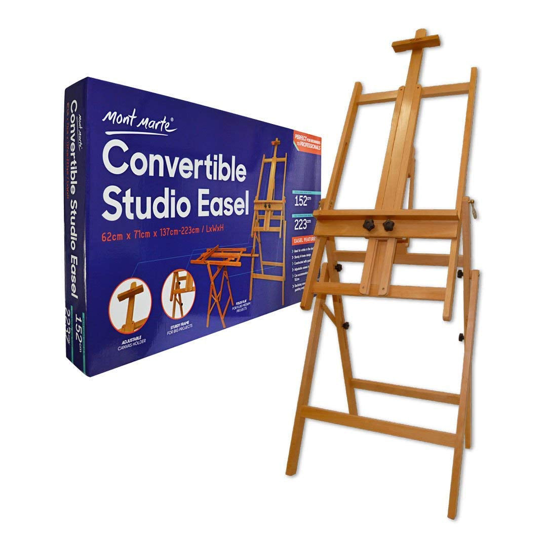 Mont Marte Convertible Beech Wood Studio Easel for Large Canvases