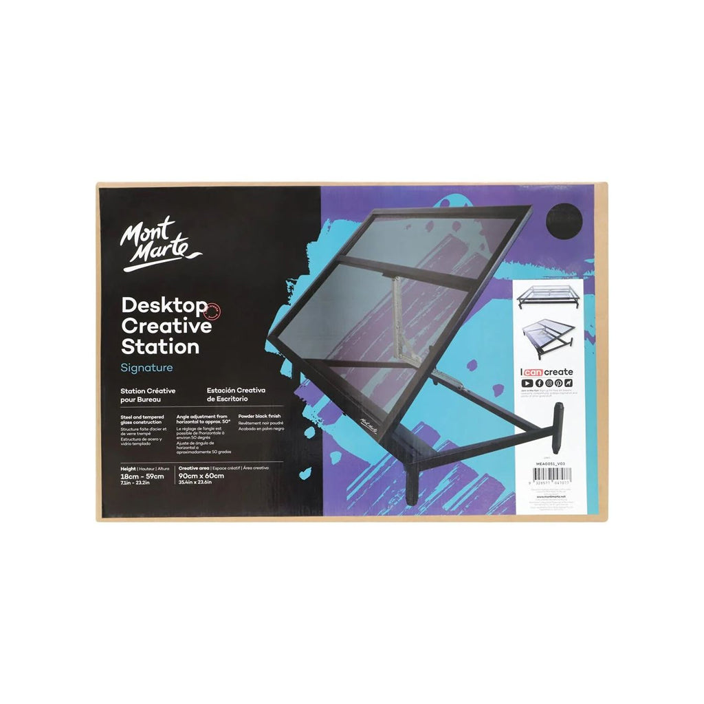 Mont Marte Adjustable Glass Top Desktop Art Drafting Station