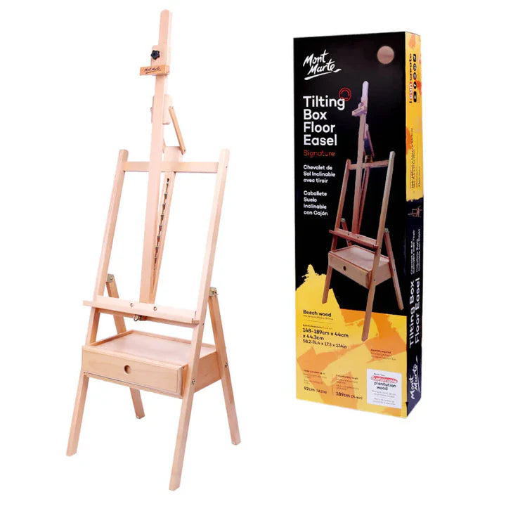 Mont Marte Tilting Box Floor Easel Signature for Canvas and Studio Painting - Retail Maharaj