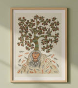 Authentic Gond Painting – Mother Earth & Tree of Life Theme Handmade Tribal Folk Art (11 × 15 Inch)