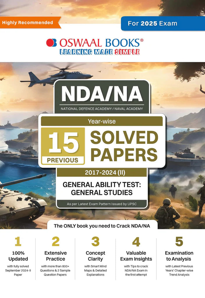 NDA-NA (NATIONAL DEFENCE ACADEMY/NAVAL ACADEMY) 15 Previous Solved Papers| Year-wise 2017-2024 (II) | General Ability Test: General Studies | For 2025 Exam - Retail Maharaj