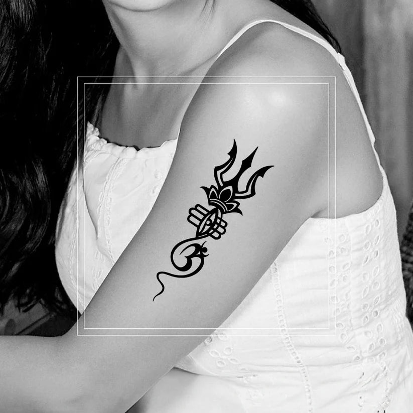 Temporary Tattoo - Om Trinetraya Trishul
