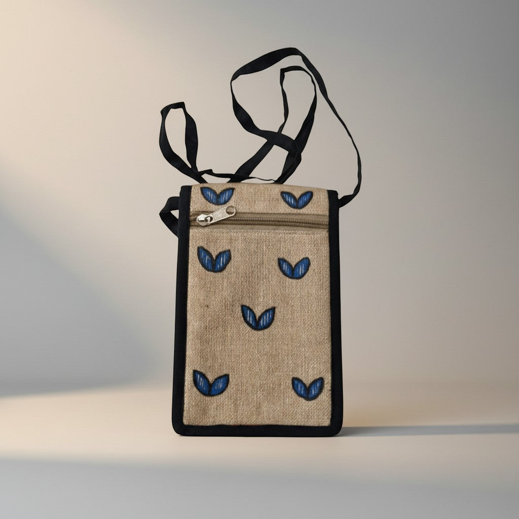 Handmade Madhubani Mobile Pouch – Jute Mithila Art Phone Bag | Eco-friendly Folk Art Accessory - Retail Maharaj