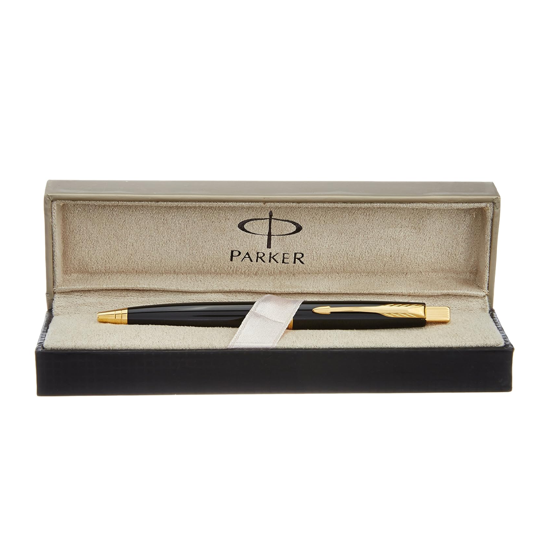 Parker Aster Lacque Black Gold Trim Ballpoint Pen