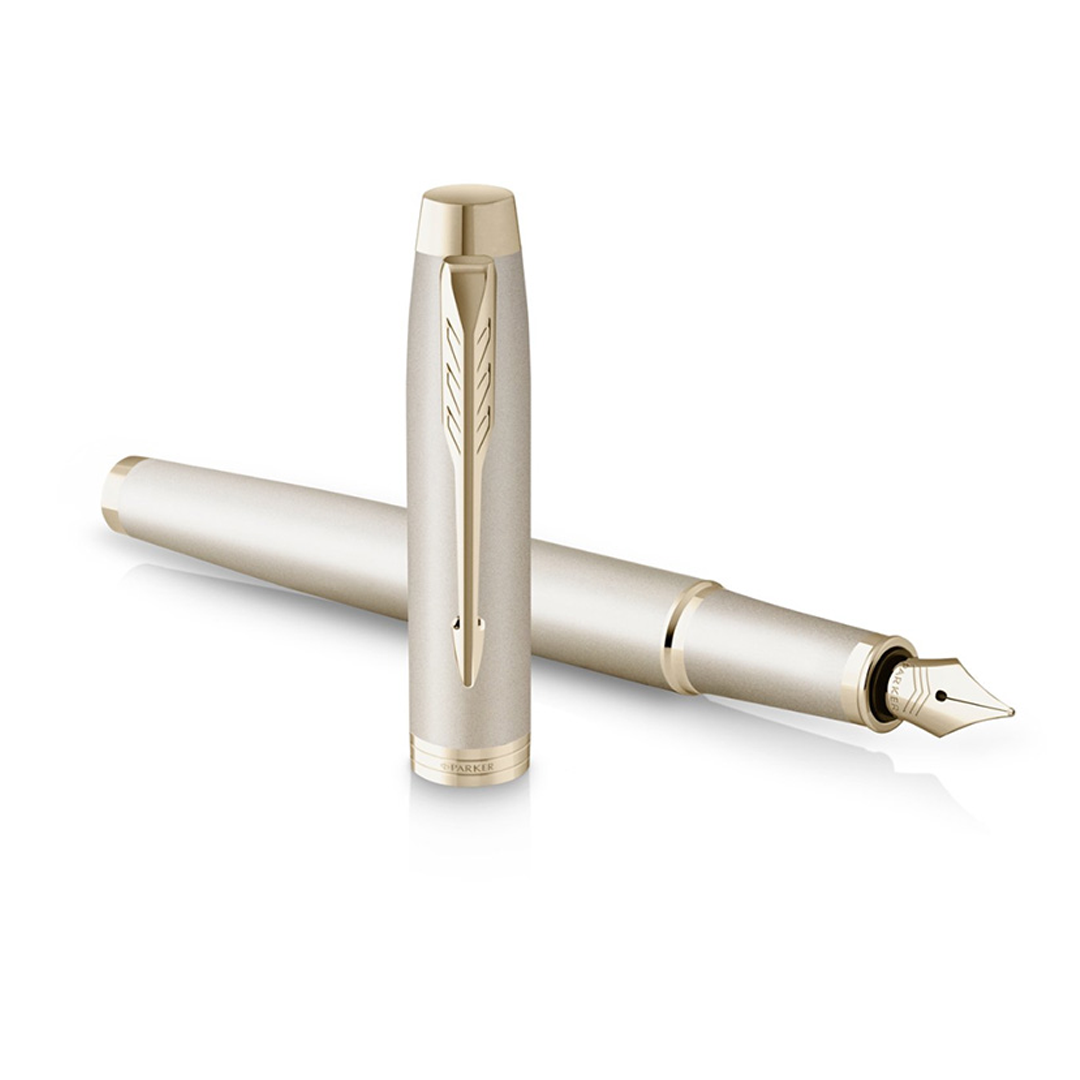 Parker IM Professional Monochrome Champagne Trim Medium Fountain Pen