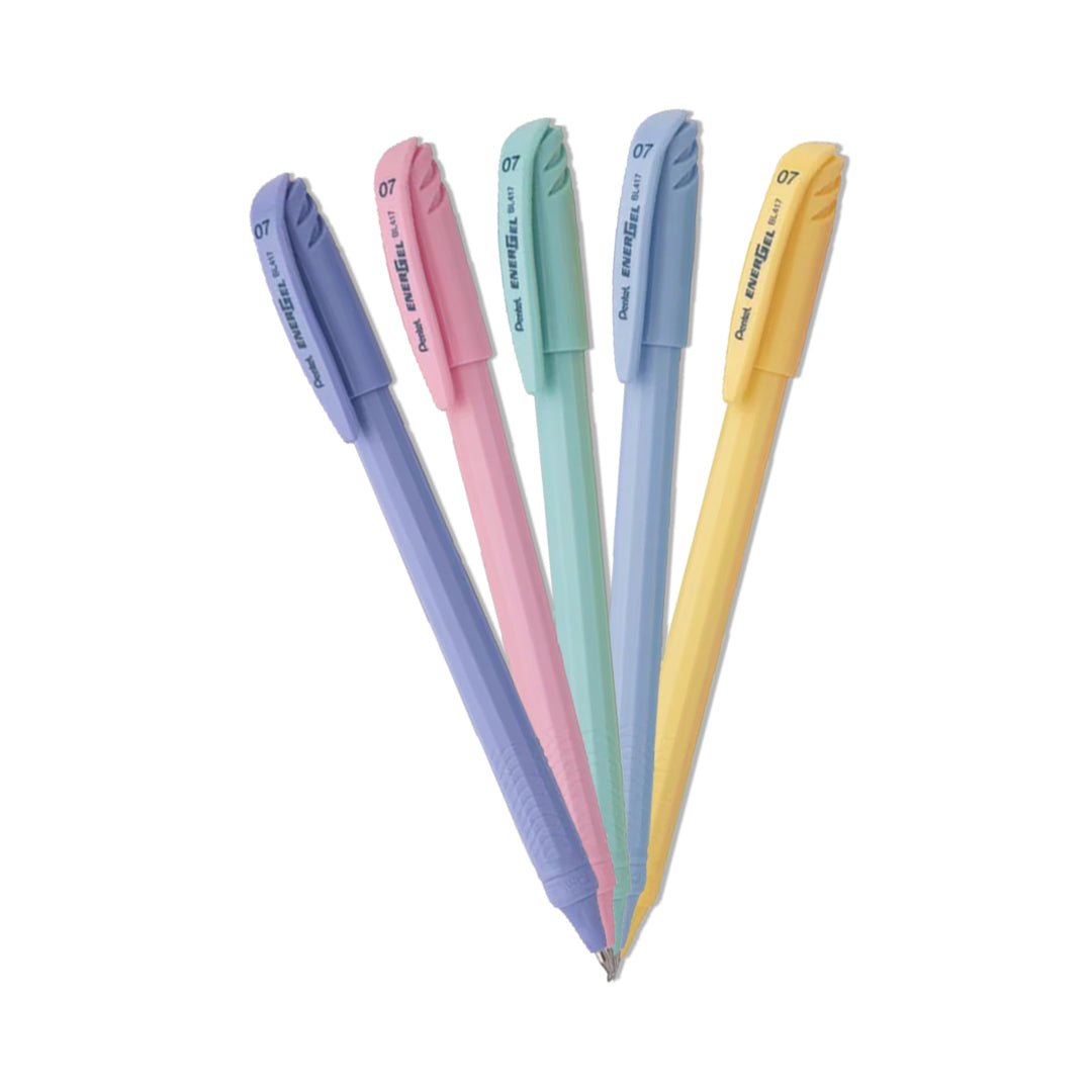 Pentel EnerGel BL417 Pastel Body Gel Pen Smooth Writing Set of 5