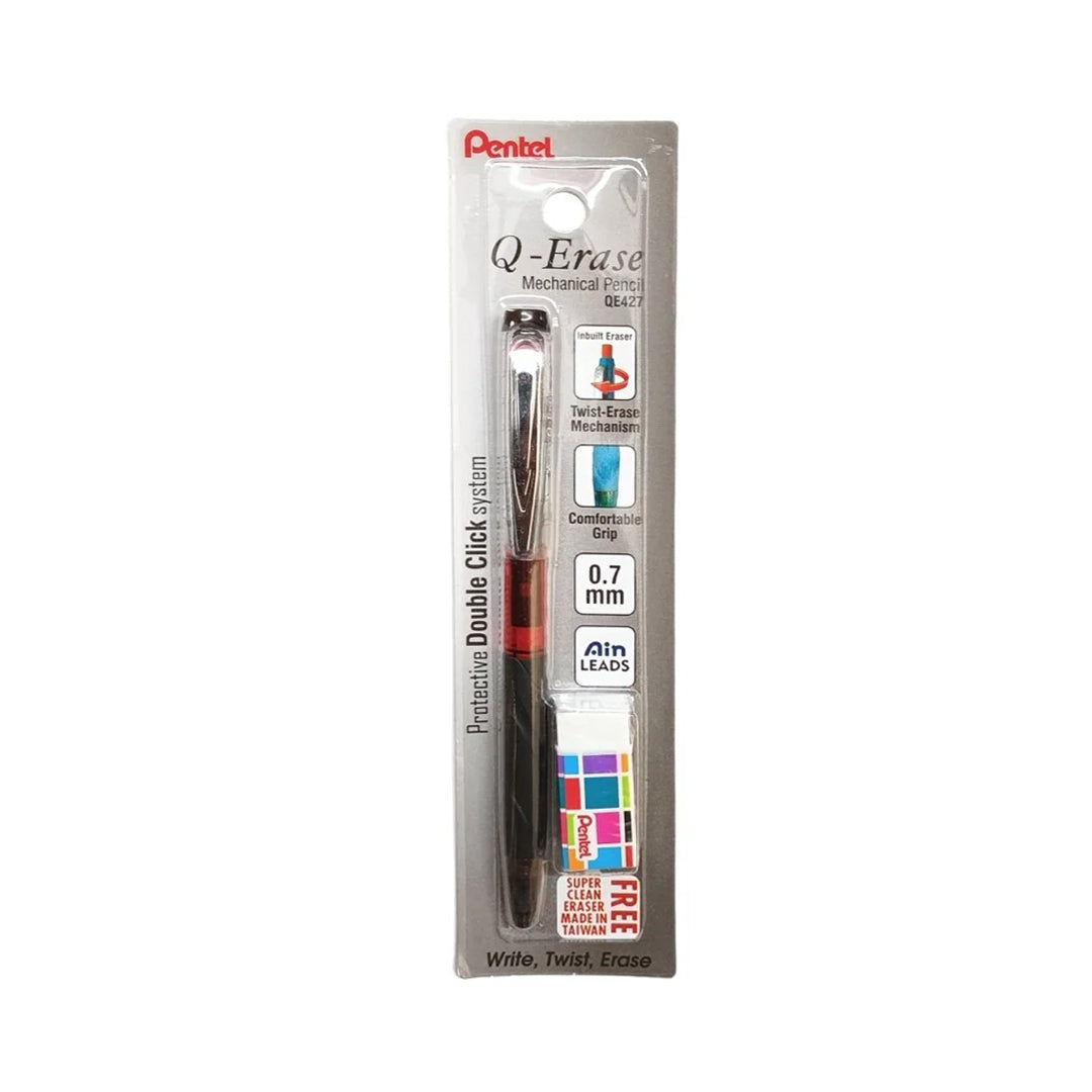 Pentel Q Erase QE427 Mechanical Pencil 0.7mm with Twist Eraser and Soft Grip