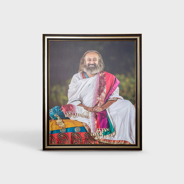Photo Frame 24 x 30 inch (Purple Shawl) B - Triple Frame | Premium Frame featuring Gurudev Sri Sri Ravi Shankar