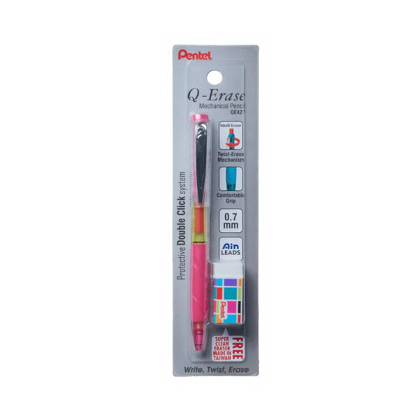 Pentel Q Erase QE427 Mechanical Pencil 0.7mm with Twist Eraser and Soft Grip