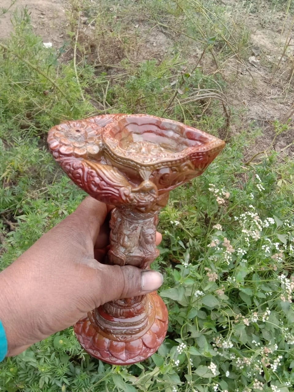 Pradeep – Handcarved Soapstone Oil Lamp from Odisha for Spiritual Elegance & Traditional Décor