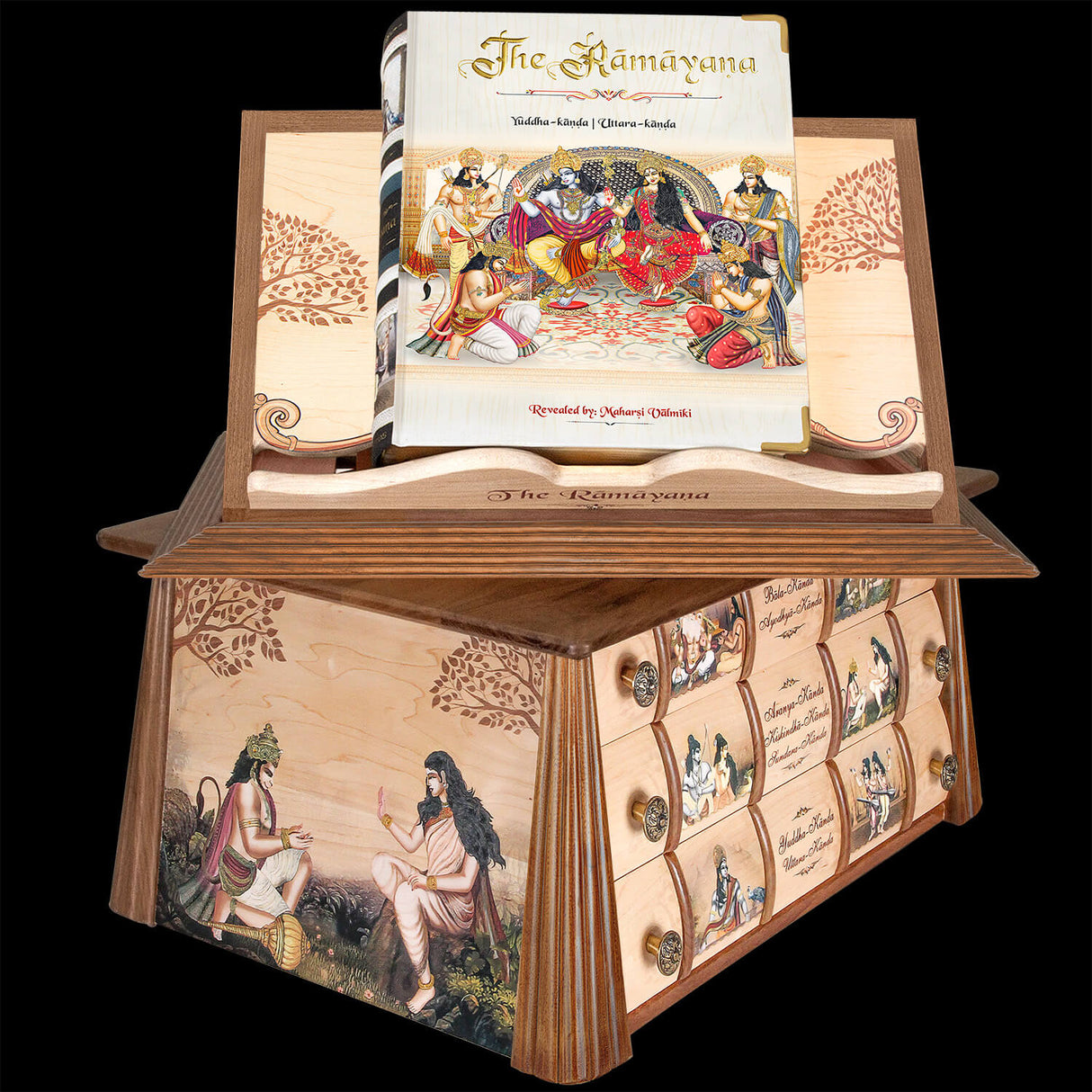 Valmiki’s Ramayana 3-Volume Book Set With Wooden Hut - Retail Maharaj