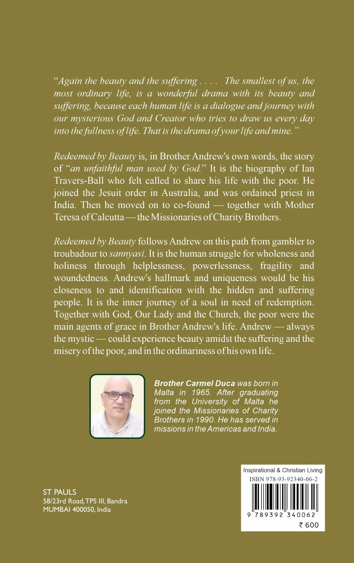 Redeemed by Beauty: The Life of Brother Andrew, Co-founder with Mother Teresa of the Missionaries of Charity Brothers - Retail Maharaj