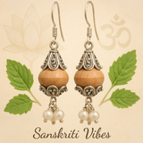 Pure Silver Tulsi Earrings – Antique Design with Real Pearls