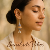 Pure Silver Tulsi Earrings – Antique Design with Real Pearls