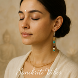 Sterling Silver Cylindrical Shaped Tulsi Earrings Set – Elegant Spiritual Jewelry