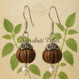 Lotus Tulsi Beads Design Earrings – Divine Spiritual Jewelry