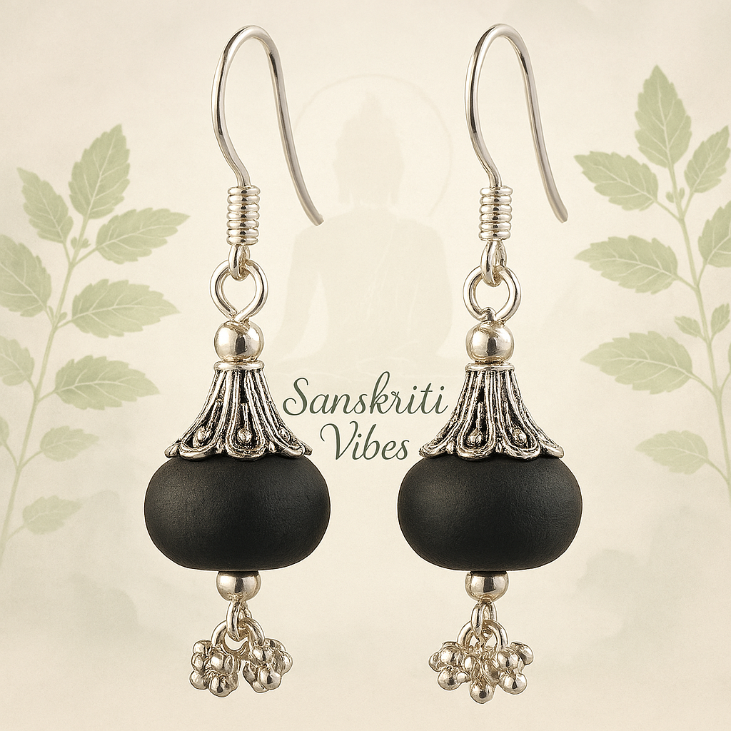 Sterling Silver Beautifully Designed Tulsi Earrings – Elegant Spiritual Jewelry