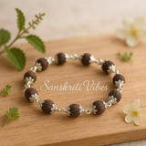 Silver Capping Black Shyama Tulsi Bracelet – Spiritual Elegance