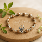 Rudraksha Silver Shiva Trishul Bracelet – Divine Spiritual Jewelry
