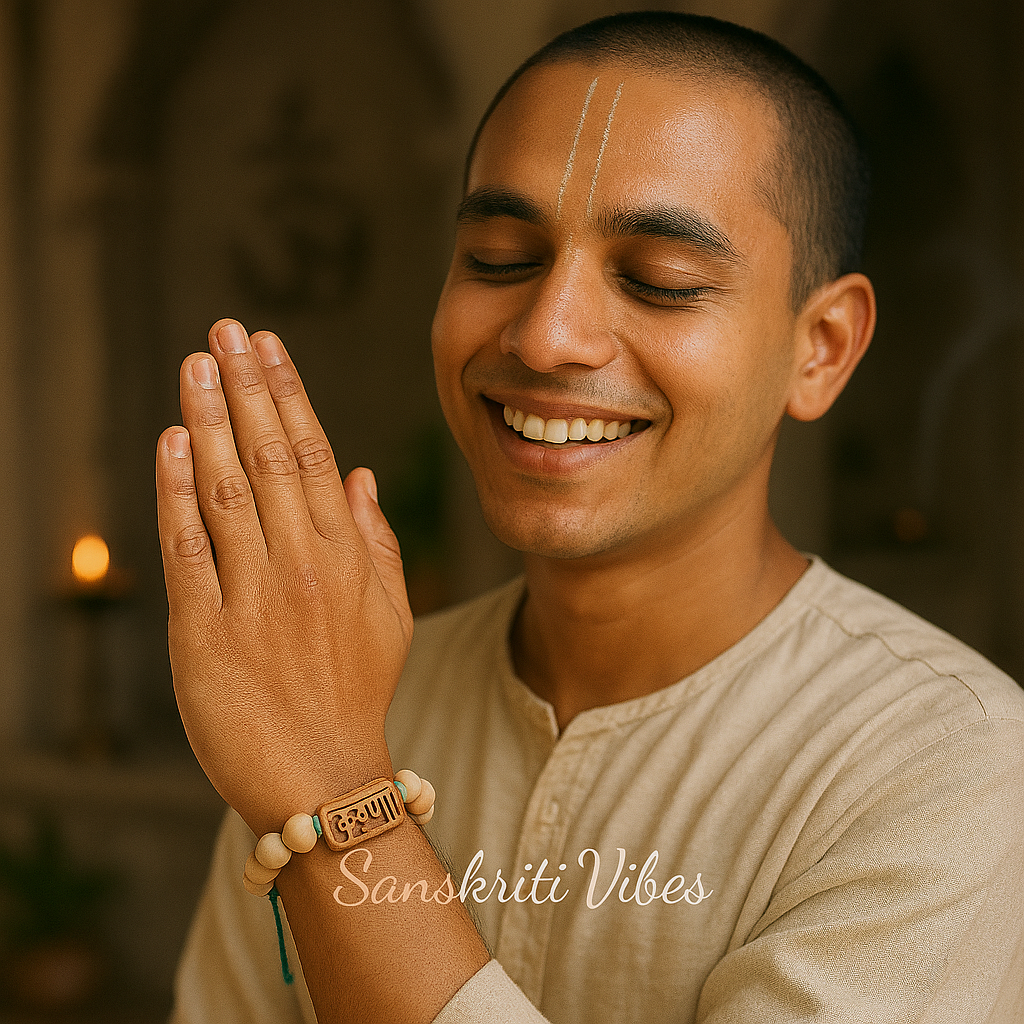 Krishna Naam Bead Tulsi Bracelet – Simplicity with Calm for Divine Blessings